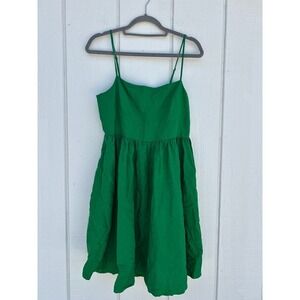 Hudson North Green Linen Blend‎ Babydoll Empire Waist Sleeveless Mini Dress, M